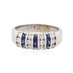 14KT White Gold 0.50 ctw Sapphire and Diamond Ring