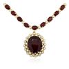Image 2 : 14KT Yellow Gold 44.70 ctw Ruby and Diamond Necklace
