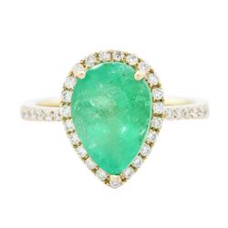 14KT Yellow Gold 2.73 ctw Emerald and Diamond Ring