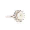 Image 2 : 14KT White Gold Pearl and Diamond Ring