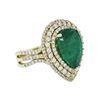 Image 2 : 14KT Yellow Gold 4.10 ctw Emerald and Diamond Ring
