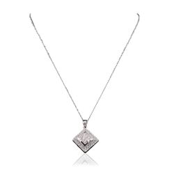 14KT White Gold 1.33 ctw Diamond Pendant With Chain