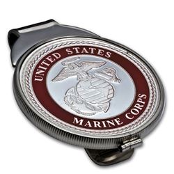 U.S. Marines Enameled Silver Round - Money Clip (Silvertone)