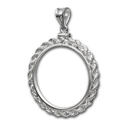 Sterling Silver Screw Top Rope Polished Coin Bezel - 40.6mm