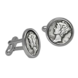 Silver Mercury Dime Cuff Links