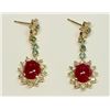 Image 2 : RUBY CABOCHION 7.06CT / ALEXANDRITE 0.80CT / DIAMOND 1.84CT / 14K YELLOW GOLD EARRING 5.27GRAM