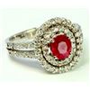 Image 2 : Ruby 1.08Ct / Diamond 0.84Ct  / 14K White Gold Ring 4.91 Gram