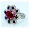 Image 2 : GIA Ruby 3.03ct  center   Ruby side small 0.20ct   Blue Sapphire 0.87ct  Diamond 0.30ct