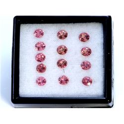 7.39 ct Pink Tourmaline Round 13Pcs (5.0mm)