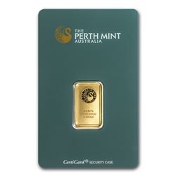 5 gram Perth Mint Gold Bar .9999 Fine (In Assay)