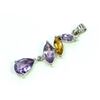 Image 2 : Sterling Silver .925 Citrine and Amethyst Pendant