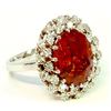 Image 1 : Hessonite Garnet 8.84CT / Diamond 0.47CT / 14K White Gold Ring 6.13 Gram