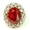 Image 2 : Hessonite Garnet 8.84CT / Diamond 0.47CT / 14K White Gold Ring 6.13 Gram