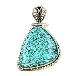 Sterling Silver .925 Turquoise Pendant 25x45mm