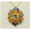 Image 2 : BLUE SAPPHIRE CENTER 2.09CT / BLUE SAPPHIRE SIDE 8.71CT / YELLOW SAPPHIRE 7.34CT / 14K YELLOW GOLD 9