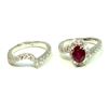 Image 1 : Ruby 1.68Ct / Diamond 1.80Ct / 14K White Gold 2pcs Rings 6.44 Gram