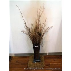 DECORATIVE METAL AND WOOVEN VASE