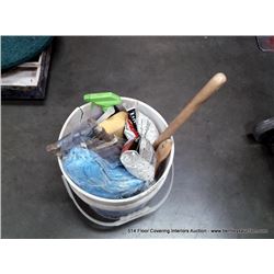 BUCKET: ASSORTED TILE TOOLS & HARDWARE
