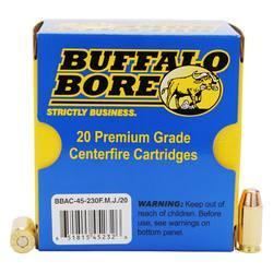 NEW!!  Buffalo Bore Ammunition 45-230/20 45 ACP +P FMJ FN 230GR 20Box/12Case 12BOX 651815452326