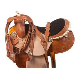 NEW!! Tooled Barrel Racing Western Horse Saddle Tack 16 [8103]