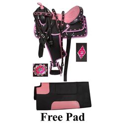 NEW!! Pink Ostrich Synthetic Western Saddle Tack Set 15 16 [2086A]
