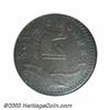 Image 1 : 1786 COPPER New Jersey Copper, Narrow Shield Fine 12 NGC.