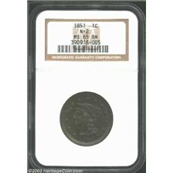 1851 1C MS65 Brown NGC.