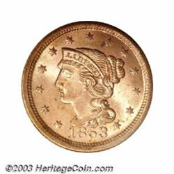 1853 1C MS65 Red NGC.