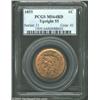 Image 1 : 1855 1C Upright 5s MS64 Red PCGS.