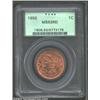 Image 1 : 1855 1C Slanting 5s MS63 Red PCGS.