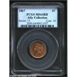 1867 1C MS64 Red PCGS.