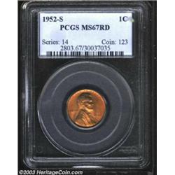 1952-S 1C MS67 Red PCGS.