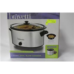NEW  BRAVETTI 7 QUART OVAL SLOW COOKER