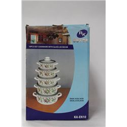 NEW 10-PC COOKWARE W/ GLASS LID SET