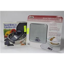 NEW SALAD BOWL W/GRATER IN LID & DIGITAL KITCHEN