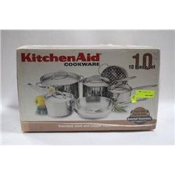 NEW KITCHENAID 10-PC S/S & COPPER COOKWARE
