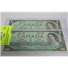 Image 1 : 1867 - 1967 CANADIAN CENTENNIAL 1 DOLLAR BILLS X2