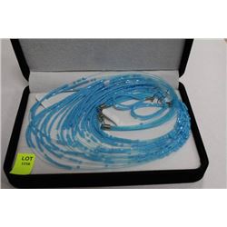 3PC. BEADED JEWELRY SET - BLUE