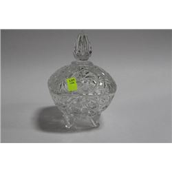 PINWHEEL CRYSTAL FOOTED DISH WITH LID