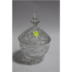 LIDDED PINWHEEL CRYSTAL  FOOTED CANDY  DISH