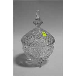 LIDDED PINWHEEL CRYSTAL FOOTED CANDY DISH