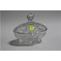 LIDDED PINWHEEL CRYSTAL FOOTED CANDY BOWL