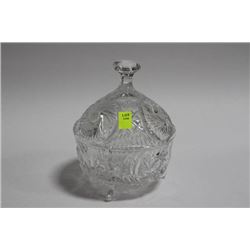 LIDDED PINWHEEL CRYSTAL FOOTED BOWL