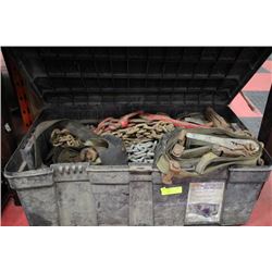 UTILITY BOX WITH CHAINS, RATCHET STRAPS & CINCHES