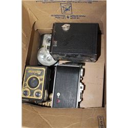 FOUR VINTAGE CAMERAS WITH FLASH KIT & PHOTOGRAPHY