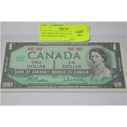 1967 GEM UNC NO S/N $1 CENTENNIAL NOTE