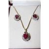 Image 1 : 10/14KT DIAMOND AND GARNET EARRING AND PENDANT SET