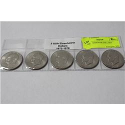 5 USA EISENHOWER DOLLARS 1972-1978