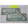 Image 1 : SCARCE UNC PAIR OF 1954 *B/M REPLACEMENT NOTE X2
