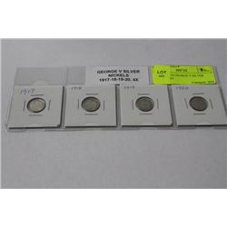 1917-18-19-20 GEORGE V SILVER NICKELS X4